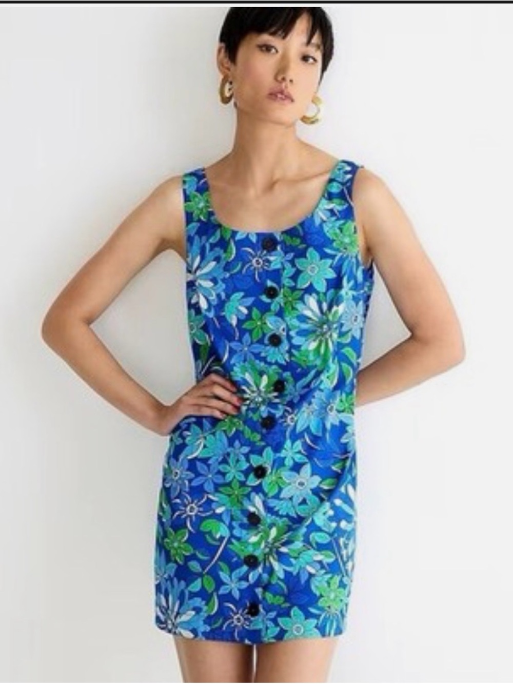 J. Crew Blue Green Day Dress 100% cotton
